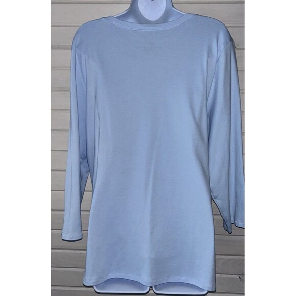 J Jill Sz XL Light Blue Pima Cotton Ballet Sleeve Tee Soft Scoop Neck Peru EUC - Picture 5 of 8